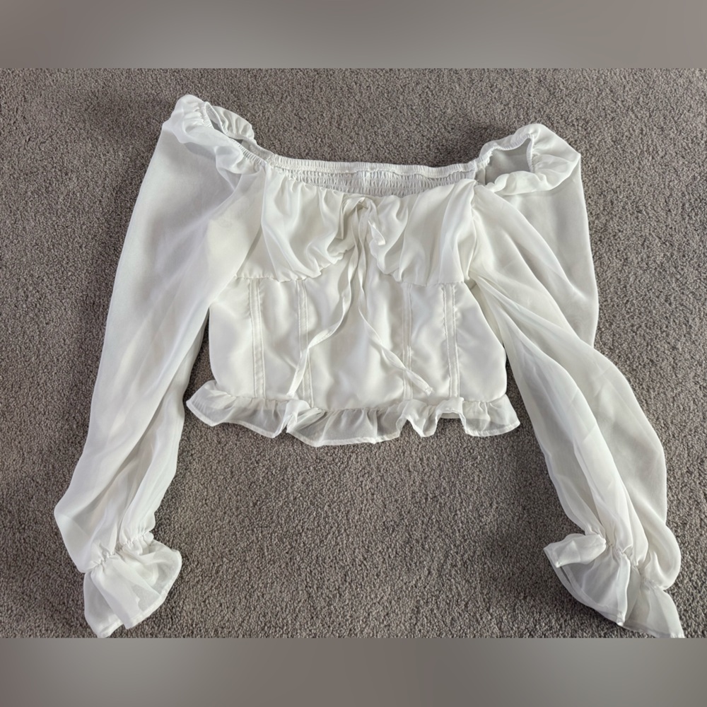 SHEIN White Textured Blouse